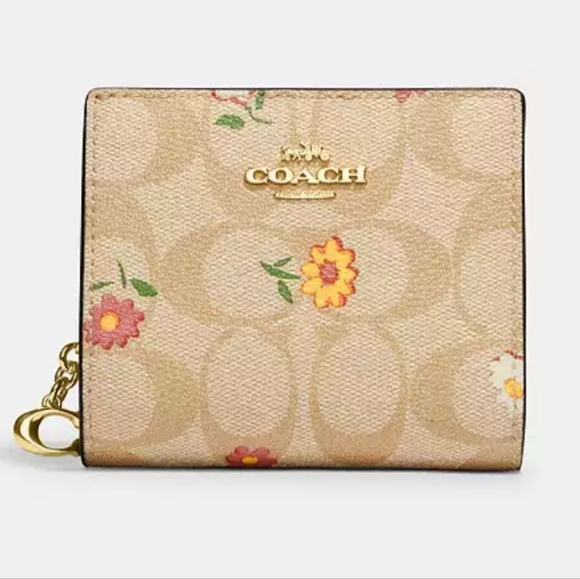 COACH Snap Wallet In Signature Canvas With Nostalgic Ditsy Print - Picture 2 of 6